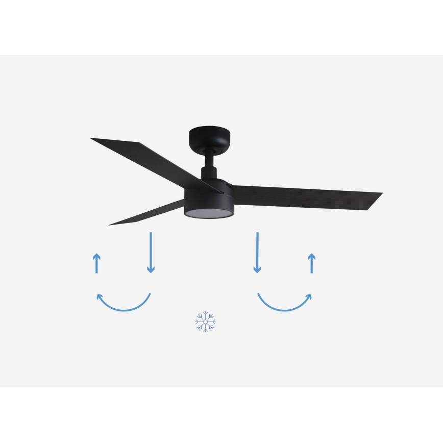 FARO 34289-1TW - LED aptumšojams griestu ventilators CRUISER ar LED/18W/230V 2700/3000/4000K diam. 106 cm melns + tālvadības pults