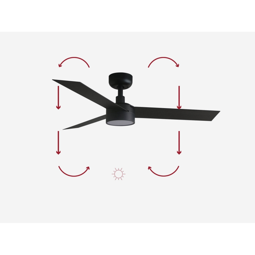 FARO 34289-1TW - LED aptumšojams griestu ventilators CRUISER ar LED/18W/230V 2700/3000/4000K diam. 106 cm melns + tālvadības pults