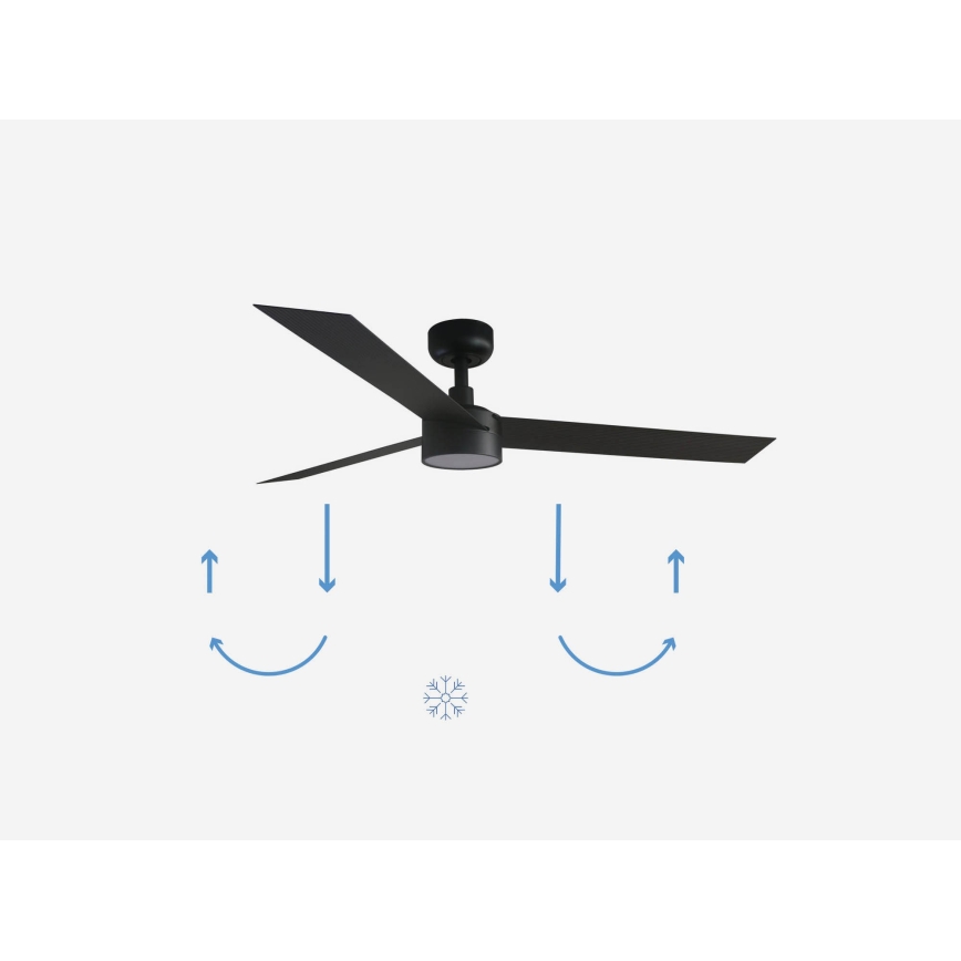 FARO 34291-1TW - LED aptumšojams griestu ventilators CRUISER LED/20W/230V 2700/3000/4000K diam. 132 cm melns + tālvadības pults