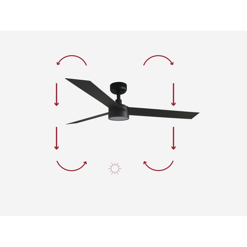 FARO 34291-1TW - LED aptumšojams griestu ventilators CRUISER LED/20W/230V 2700/3000/4000K diam. 132 cm melns + tālvadības pults