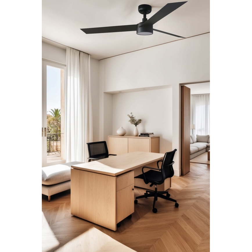 FARO 34291WT1S - dimmējams LED griestu ventilators CRUISER L LED/18W/230V 2700/3000/4000K Ø 132 cm melns Wi-Fi Tuya + tālvadības pults