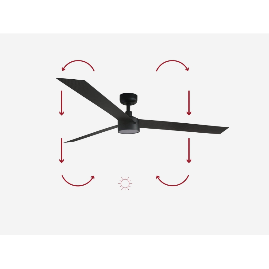 FARO 34293-1TW - LED dimējams griestu ventilators CRUISER XL LED/18W/230V 2700/3000/4000K Ø 160 cm melns + tālvadības pults