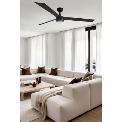 FARO 34293WT1S - LED aptumšojams griestu ventilators CRUISER XL LED/18W/230V 2700/3000/4000K Ø 160 cm melns Wi-Fi Tuya + tālvadības pults