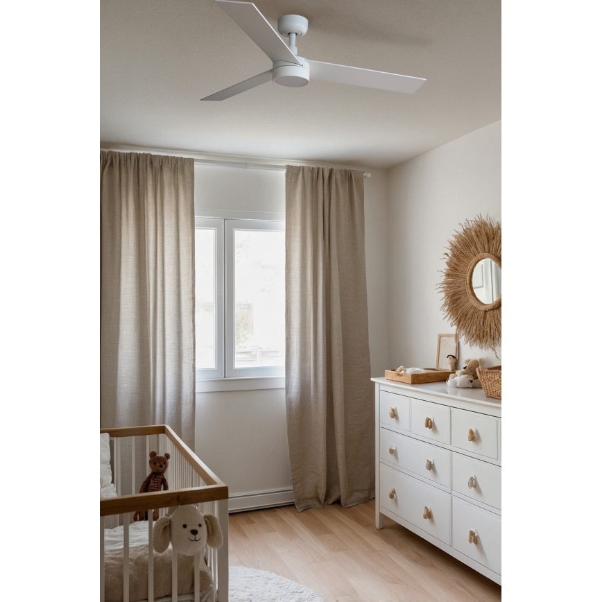 FARO 34295-1TW - LED Aptumšojams griestu ventilators RUDDER S LED/18W/230V 2700/4000/6500K d. 106 cm balta + tālvadības pults