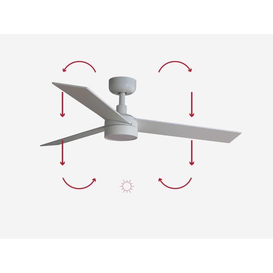 FARO 34295-1TW - LED Aptumšojams griestu ventilators RUDDER S LED/18W/230V 2700/4000/6500K d. 106 cm balta + tālvadības pults