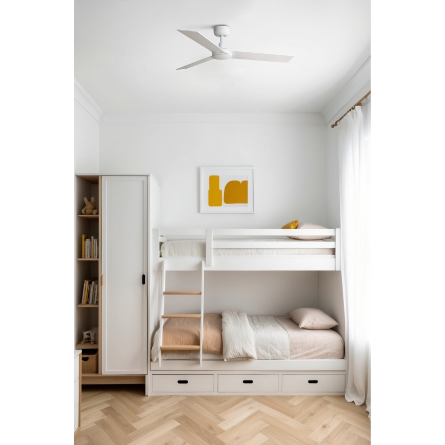 FARO 34295WT - Griestu ventilators RUDDER S balta/bēša d. 106 cm Wi-Fi Tuya + tālvadības pults