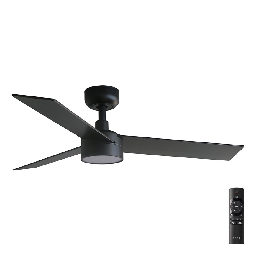 FARO 34296-1TW - LED Aptumšojams griestu ventilators RUDDER S LED/18W/230V 2700/4000/6500K d. 106 cm melna + tālvadības pults