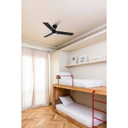 FARO 34296-1TW - LED Aptumšojams griestu ventilators RUDDER S LED/18W/230V 2700/4000/6500K d. 106 cm melna + tālvadības pults