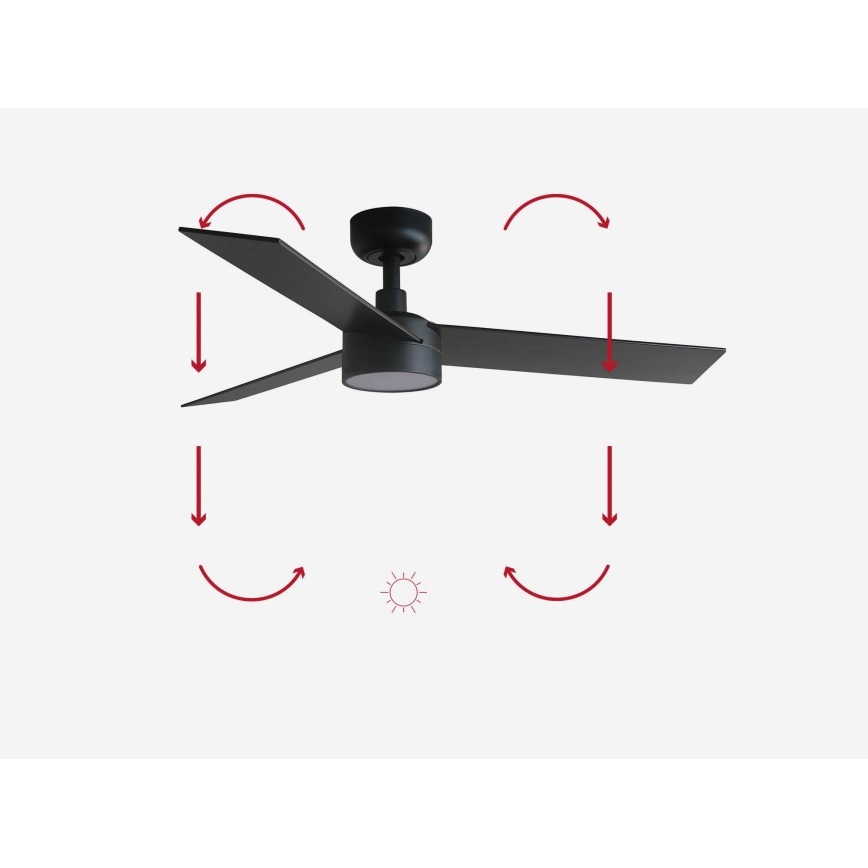 FARO 34296-1TW - LED Aptumšojams griestu ventilators RUDDER S LED/18W/230V 2700/4000/6500K d. 106 cm melna + tālvadības pults