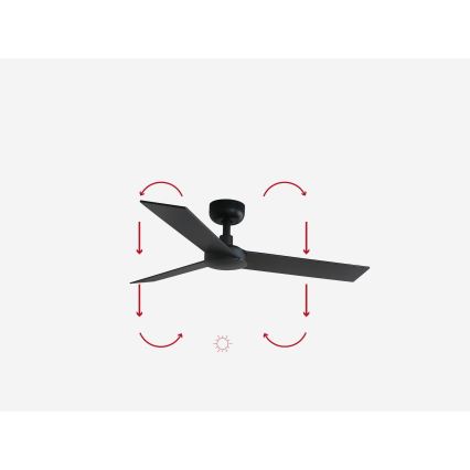 FARO 34296WP - Griestu ventilators RUDDER S melna d. 106 cm SMART + tālvadības pults