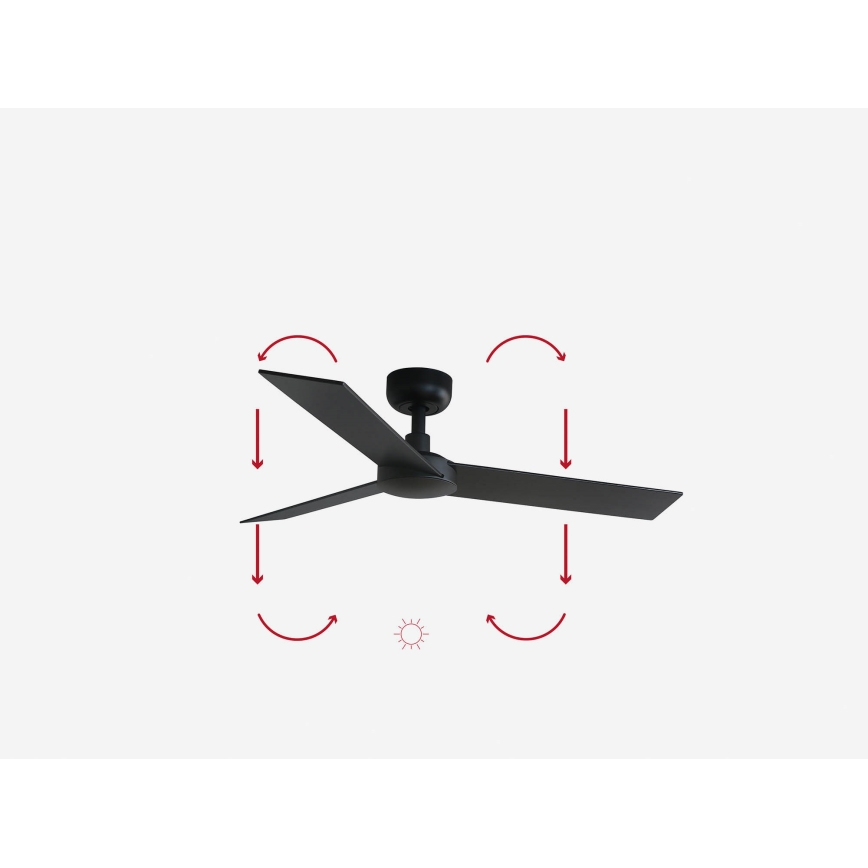 FARO 34296WP - Griestu ventilators RUDDER S melna d. 106 cm SMART + tālvadības pults