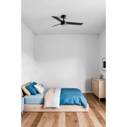 FARO 34296WT-1TW - LED Aptumšojams griestu ventilators RUDDER S LED/18W/230V 2700/4350/6000K melna/brūna d. 106 cm Wi-Fi Tuya + tālvadības pults