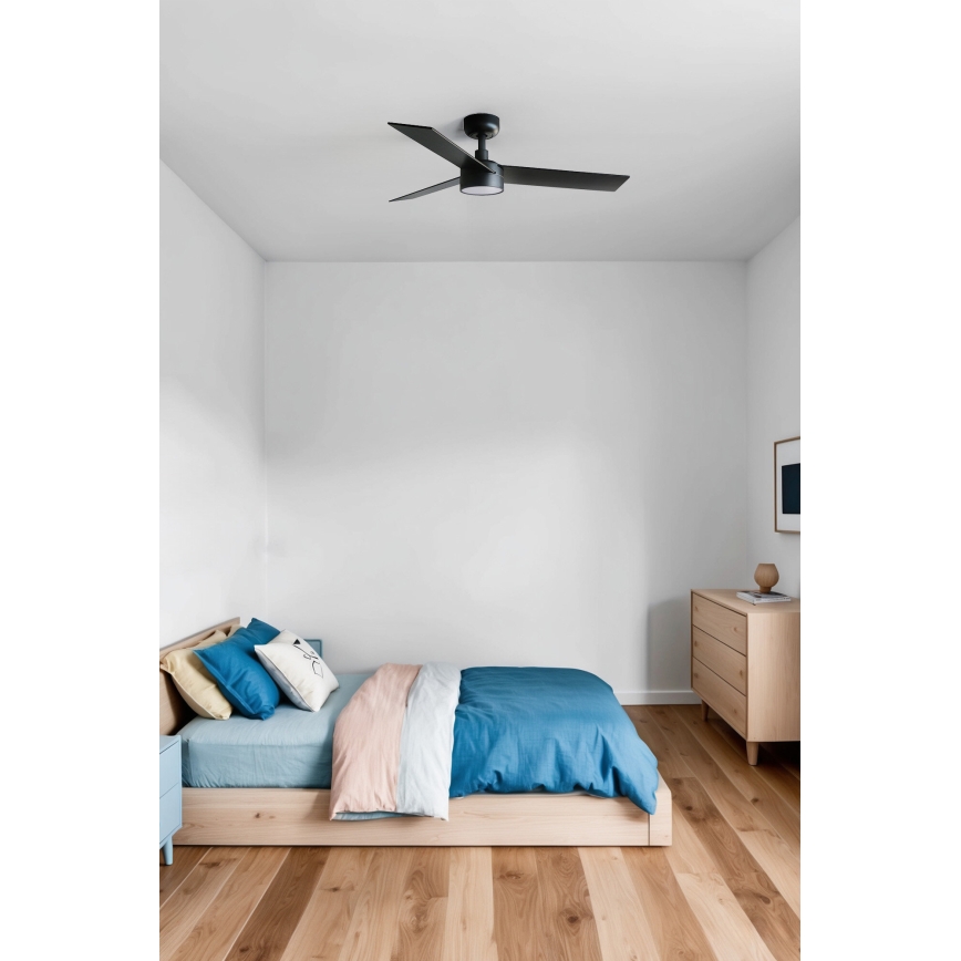 FARO 34296WT-1TW - LED Aptumšojams griestu ventilators RUDDER S LED/18W/230V 2700/4350/6000K melna/brūna d. 106 cm Wi-Fi Tuya + tālvadības pults