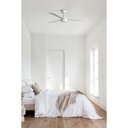 FARO 34297WT-1TW - LED Aptumšojams griestu ventilators RUDDER L LED/18W/230V 2700/4350/6000K balta d. 132 cm Wi-Fi Tuya + tālvadības pults