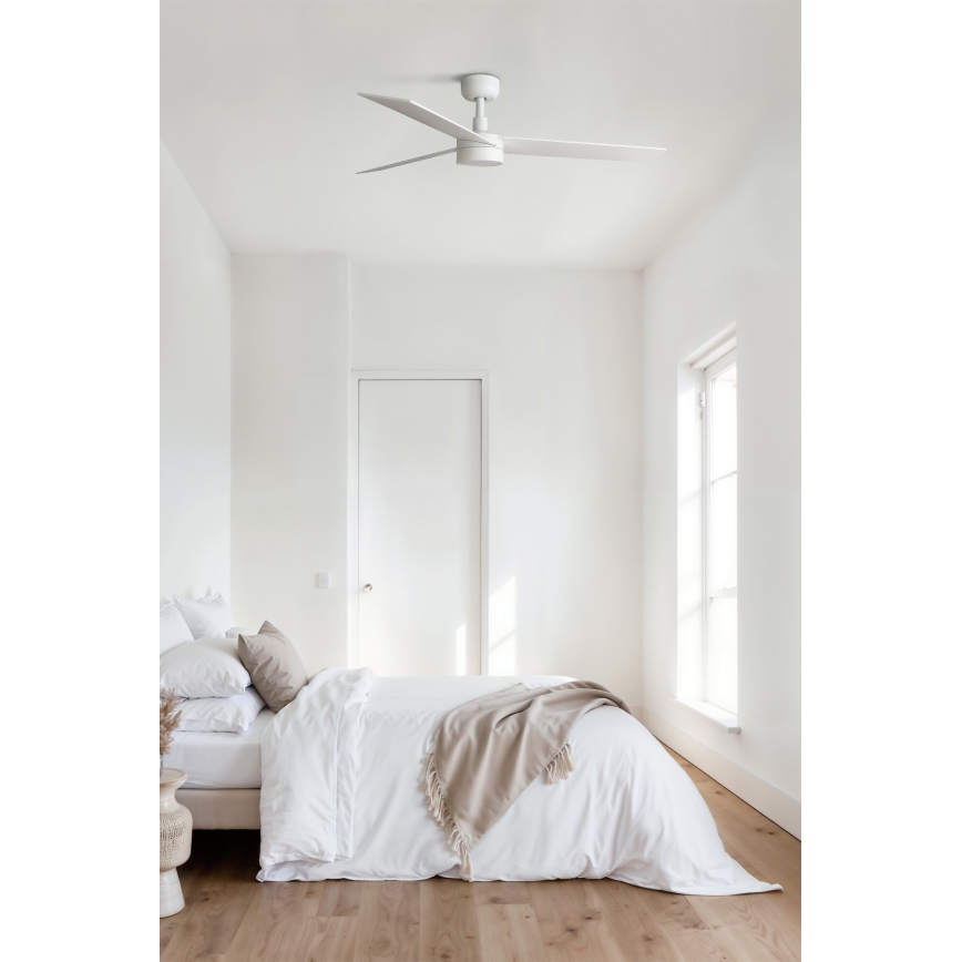 FARO 34297WT-1TW - LED Aptumšojams griestu ventilators RUDDER L LED/18W/230V 2700/4350/6000K balta d. 132 cm Wi-Fi Tuya + tālvadības pults