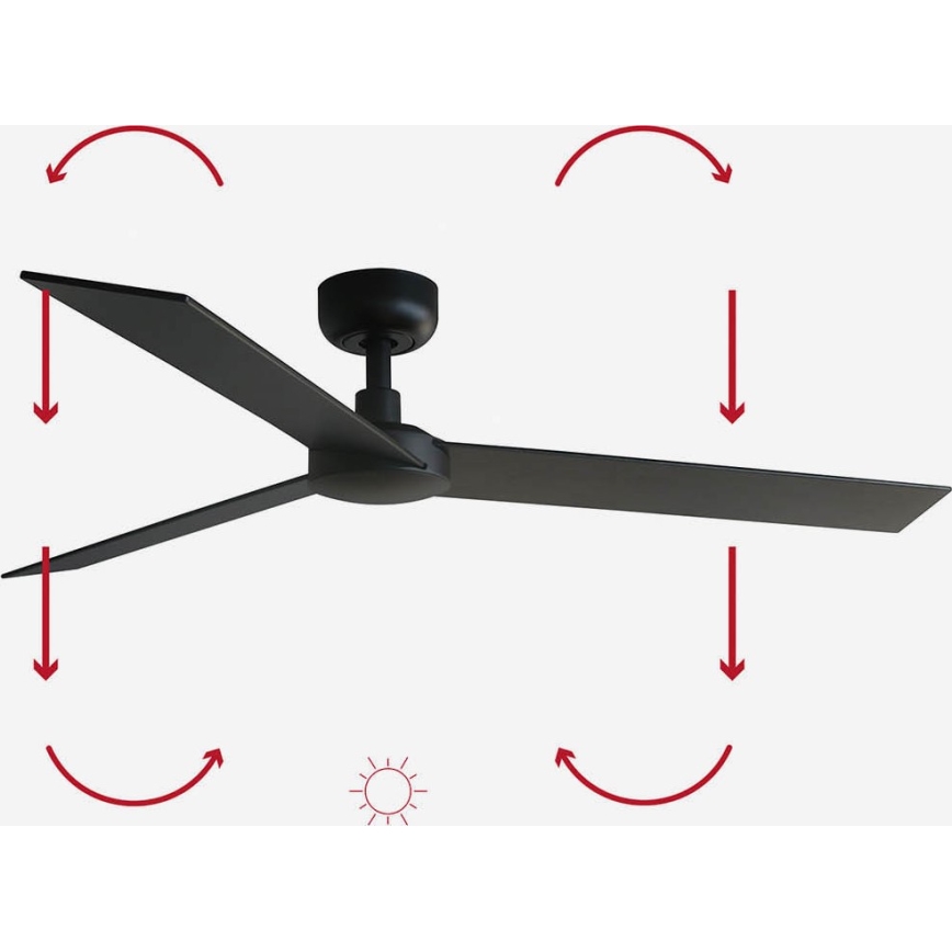 FARO 34298WP - Griestu ventilators RUDDER L melna d. 132 cm SMART + tālvadības pults