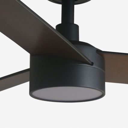 FARO 34298WT1S - RUDDER L LED aptumšojams griestu ventilators, LED 18W, 230V, 2700/3000/4000K, Ø 132 cm, brūns/melns, Wi‑Fi Tuya + tālvadība
