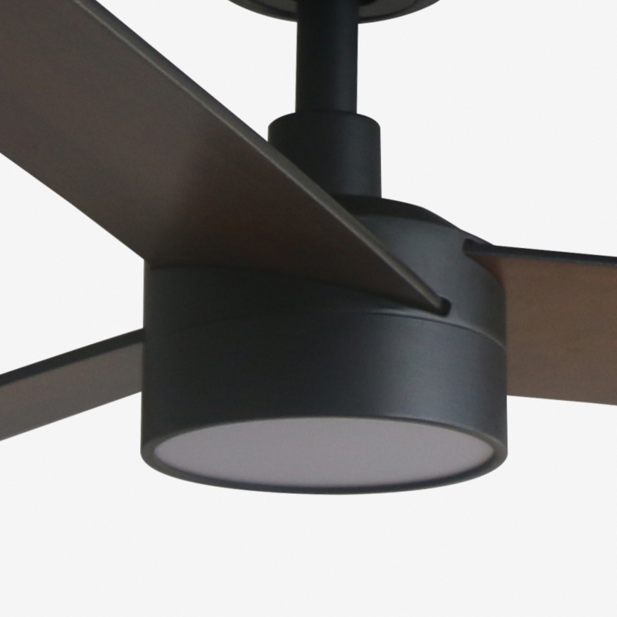 FARO 34298WT1S - RUDDER L LED aptumšojams griestu ventilators, LED 18W, 230V, 2700/3000/4000K, Ø 132 cm, brūns/melns, Wi‑Fi Tuya + tālvadība