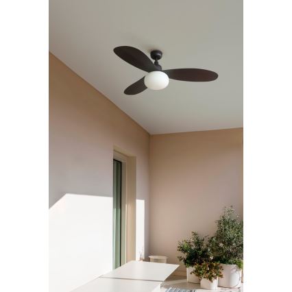 FARO 34301-11L - Griestu ventilators PALMA 1xE27/15W/230V brūna d. 129 cm IP44 + tālvadības pults