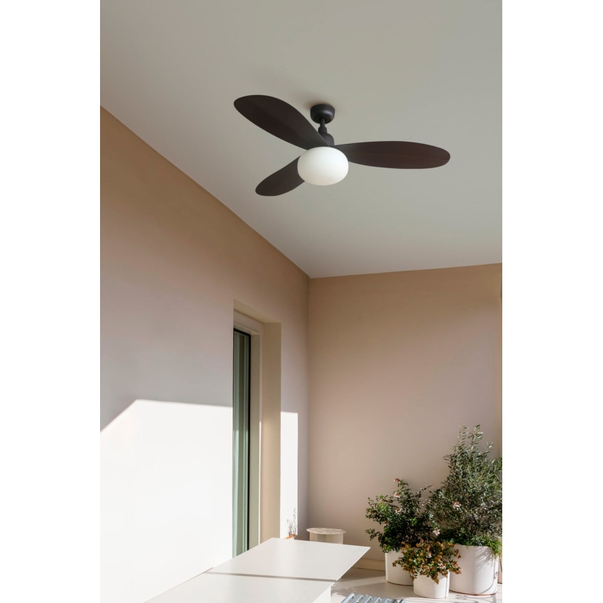 FARO 34301-11L - Griestu ventilators PALMA 1xE27/15W/230V brūna d. 129 cm IP44 + tālvadības pults