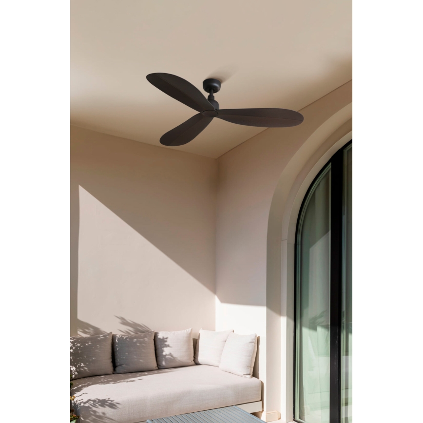 FARO 34301 - Griestu ventilators PALMA brūna d. 129 cm IP44 + tālvadības pults