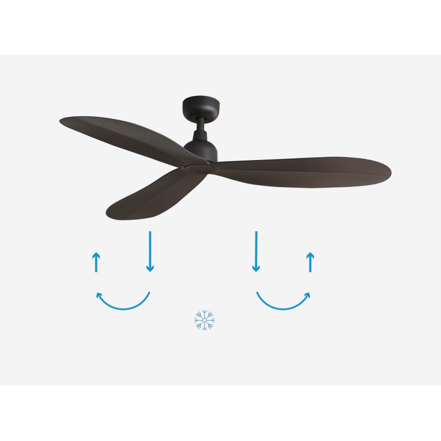 FARO 34301 - Griestu ventilators PALMA brūna d. 129 cm IP44 + tālvadības pults