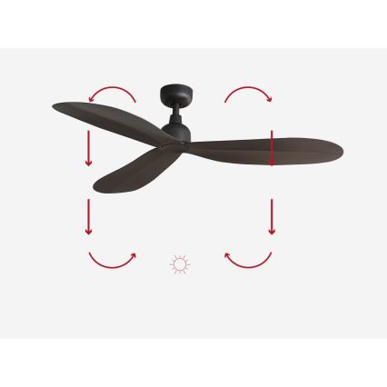 FARO 34301 - Griestu ventilators PALMA brūna d. 129 cm IP44 + tālvadības pults