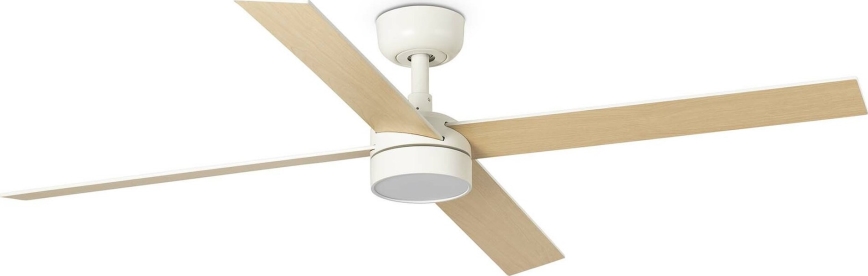 FARO 34355WT-1TW - LED Aptumšojams griestu ventilators RUDDER L LED/18W/230V 2700/4350/6000K balta/bēša d. 132 cm Wi-Fi Tuya + tālvadības pults