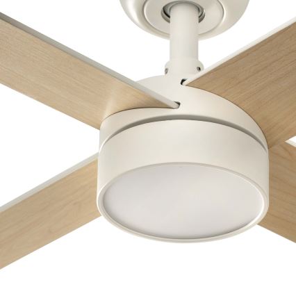 FARO 34355WT-1TW - LED Aptumšojams griestu ventilators RUDDER L LED/18W/230V 2700/4350/6000K balta/bēša d. 132 cm Wi-Fi Tuya + tālvadības pults