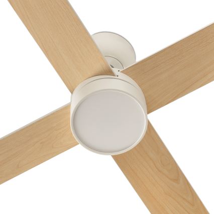 FARO 34355WT-1TW - LED Aptumšojams griestu ventilators RUDDER L LED/18W/230V 2700/4350/6000K balta/bēša d. 132 cm Wi-Fi Tuya + tālvadības pults