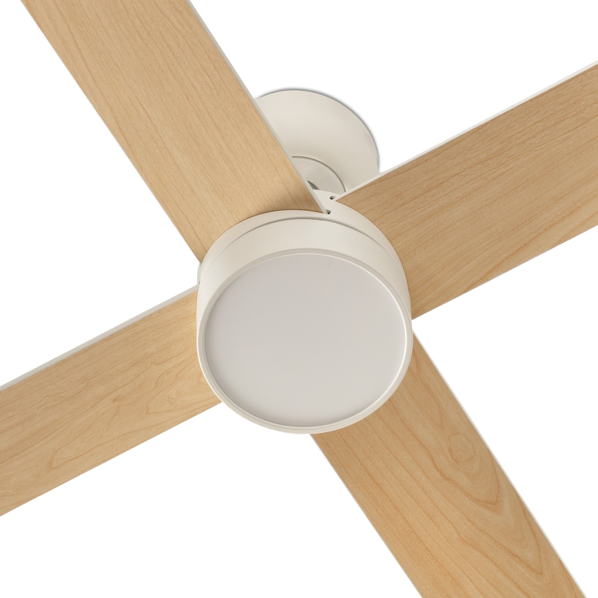 FARO 34355WT-1TW - LED Aptumšojams griestu ventilators RUDDER L LED/18W/230V 2700/4350/6000K balta/bēša d. 132 cm Wi-Fi Tuya + tālvadības pults