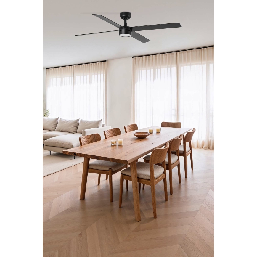 FARO 34356-1TW - LED Aptumšojams griestu ventilators RUDDER L LED/20W/230V melna/brūna d. 132 cm + tālvadības pults