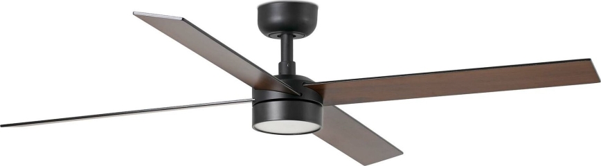 FARO 34356WT-1TW - LED Aptumšojams griestu ventilators RUDDER L LED/18W/230V 2700/4350/6000K brūna/melna d. 132 cm Wi-Fi Tuya + tālvadības pults