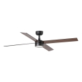 FARO 34356WT1S - LED dimējamais griestu ventilators RUDDER L LED/18W/230V 2700/3000/4000K Ø 132 cm brūns/melns Wi‑Fi Tuya + tālvadība