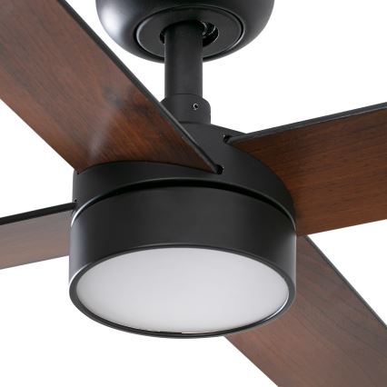 FARO 34356WT1S - LED dimējamais griestu ventilators RUDDER L LED/18W/230V 2700/3000/4000K Ø 132 cm brūns/melns Wi‑Fi Tuya + tālvadība