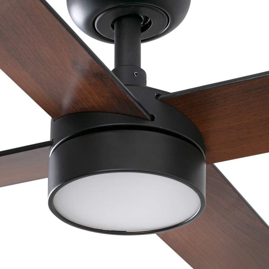 FARO 34356WT1S - LED dimējamais griestu ventilators RUDDER L LED/18W/230V 2700/3000/4000K Ø 132 cm brūns/melns Wi‑Fi Tuya + tālvadība
