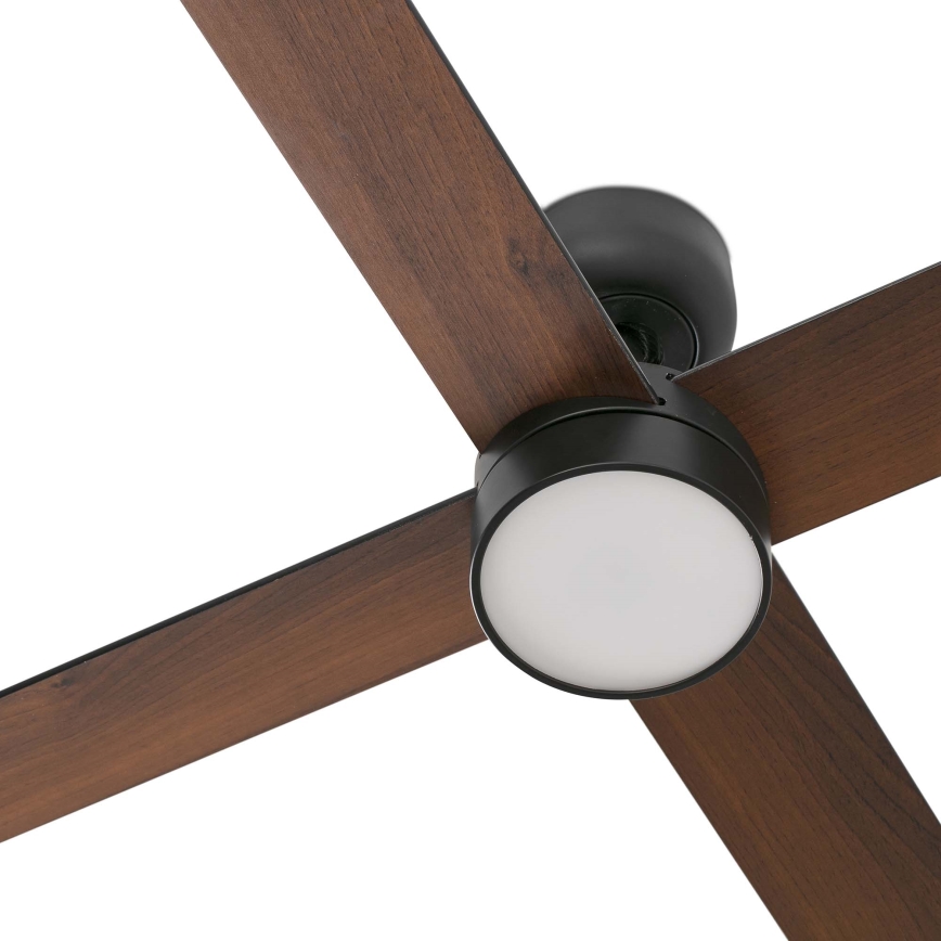 FARO 34356WT1S - LED dimējamais griestu ventilators RUDDER L LED/18W/230V 2700/3000/4000K Ø 132 cm brūns/melns Wi‑Fi Tuya + tālvadība