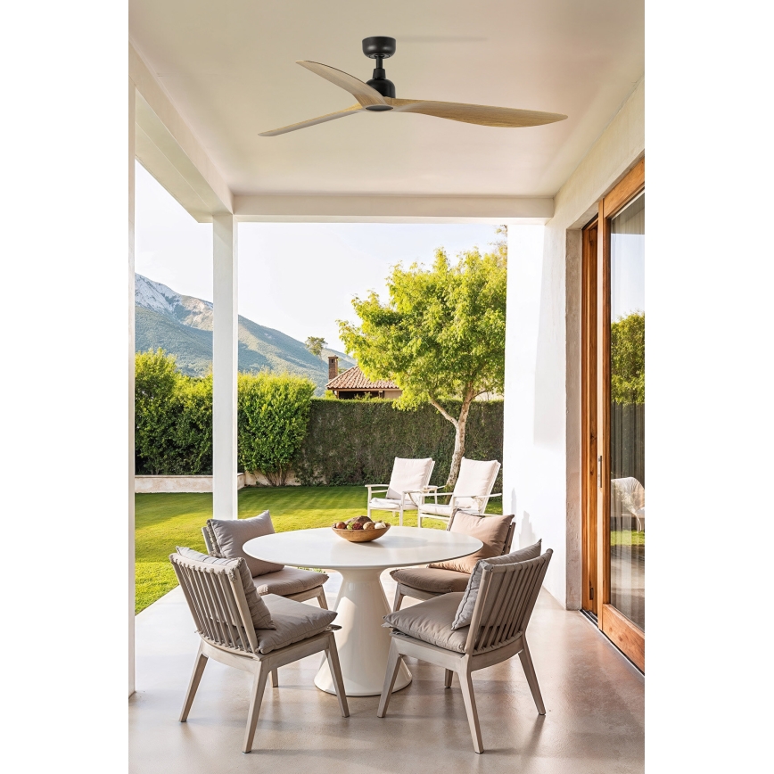 FARO 34360 - Griestu ventilators OUTWOOD L brūna/melna d. 150 cm IP44 + tālvadības pults
