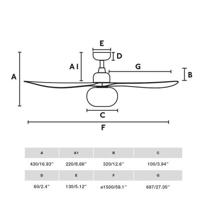 FARO 34360WT-11L - Griestu ventilators OUTWOOD L 1xE27/15W/230V brūna/melna d. 150 cm Wi-Fi Tuya IP44 + tālvadības pults