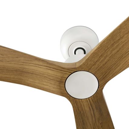 FARO 34361 - Griestu ventilators OUTWOOD L brūna/balta d. 150 cm IP44 + tālvadības pults