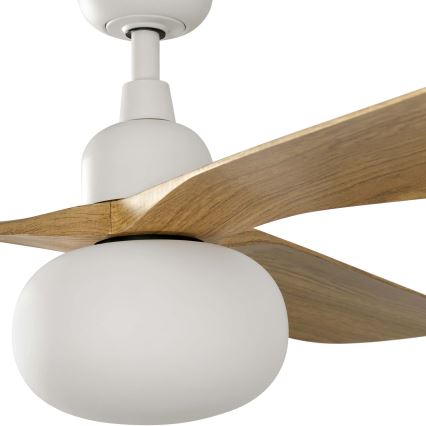 FARO 34361WT-11L - Piekaramais ventilators OUTWOOD L 1xE27/15W/230V brūna/balta 150 cm Wi-Fi Tuya IP44 + tālvadība