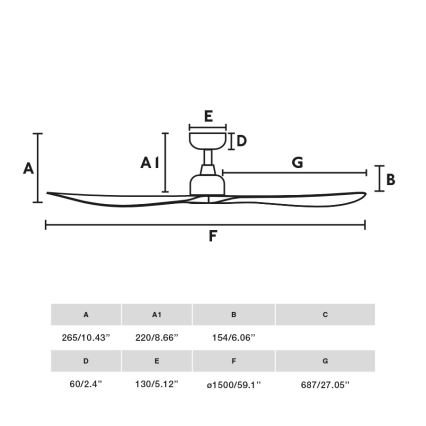 FARO 34362WT - Griestu ventilators OUTWOOD L brūna/melna d. 150 cm Wi-Fi Tuya IP44 + tālvadības pults