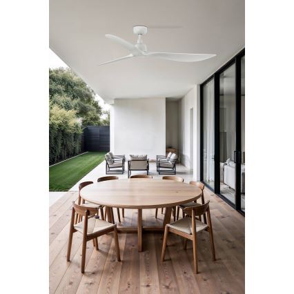 FARO 34363WT - Griestu ventilators OUTWOOD L balta d. 150 cm Wi-Fi Tuya IP44 + tālvadības pults