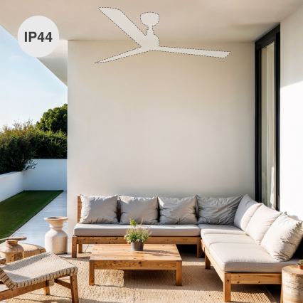 FARO 34370WT - Griestu ventilators MARINE M diam. 125 cm brūns/balts IP44 Wi-Fi Tuya + tālvadība