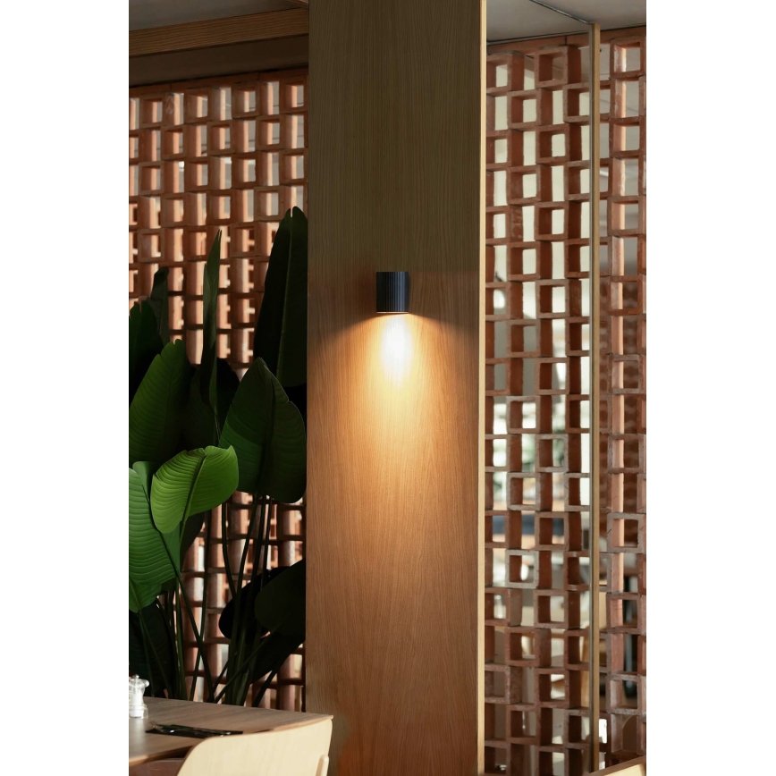 FARO 40523 - Sienas lampa SOLE 1xGU10/8W/230V melna apaļa