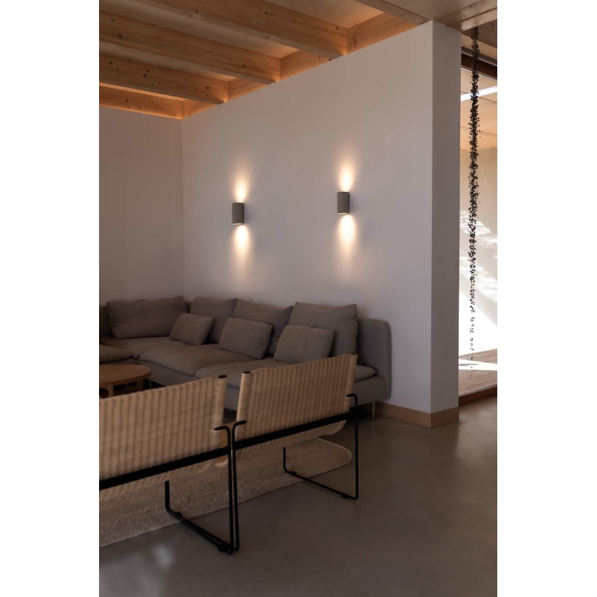 FARO 40540 - Sienas lampa SOLE 2xGU10/8W/230V pelēka apaļa