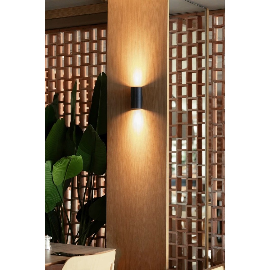 FARO 40543 - Sienas lampa SOLE 2xGU10/8W/230V melna gliemežvāka apaļa