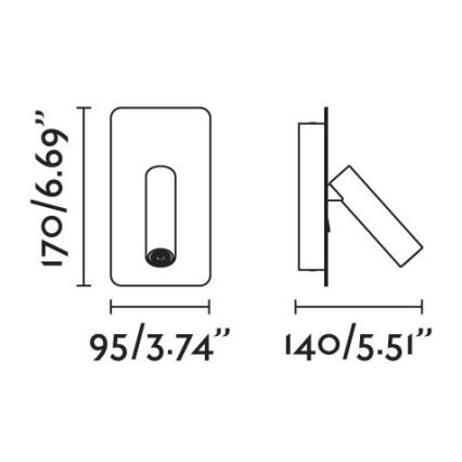 FARO 62116 - LED Sienas starmetis SUAU LED/3W/230V USB melns