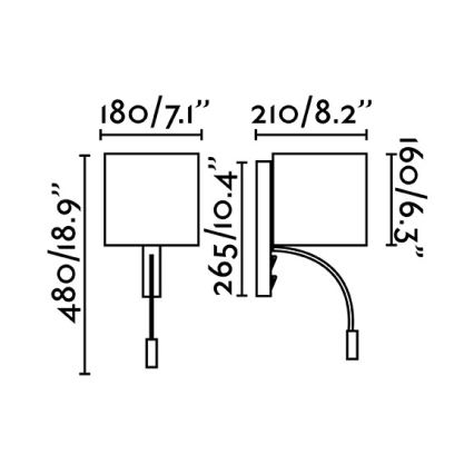 Faro 64323 - LED sienas gaismeklis TIRA 1xE27/15W + LED/3W/230V