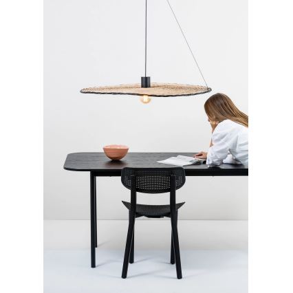 FARO 68590-70 - Lustra ar auklu COSTAS 1xE27/15W/230V d. 100 cm melna/rotanga